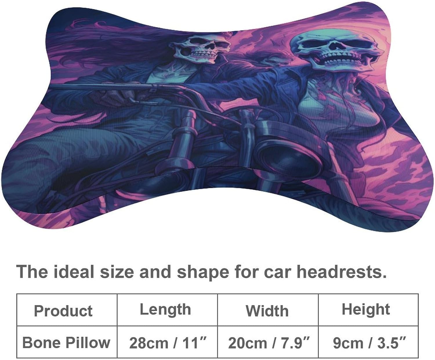 Motorcycle Skull 2 Pack Car Neck Pillow Car Headrest Soft Car Pillow for Most Cars