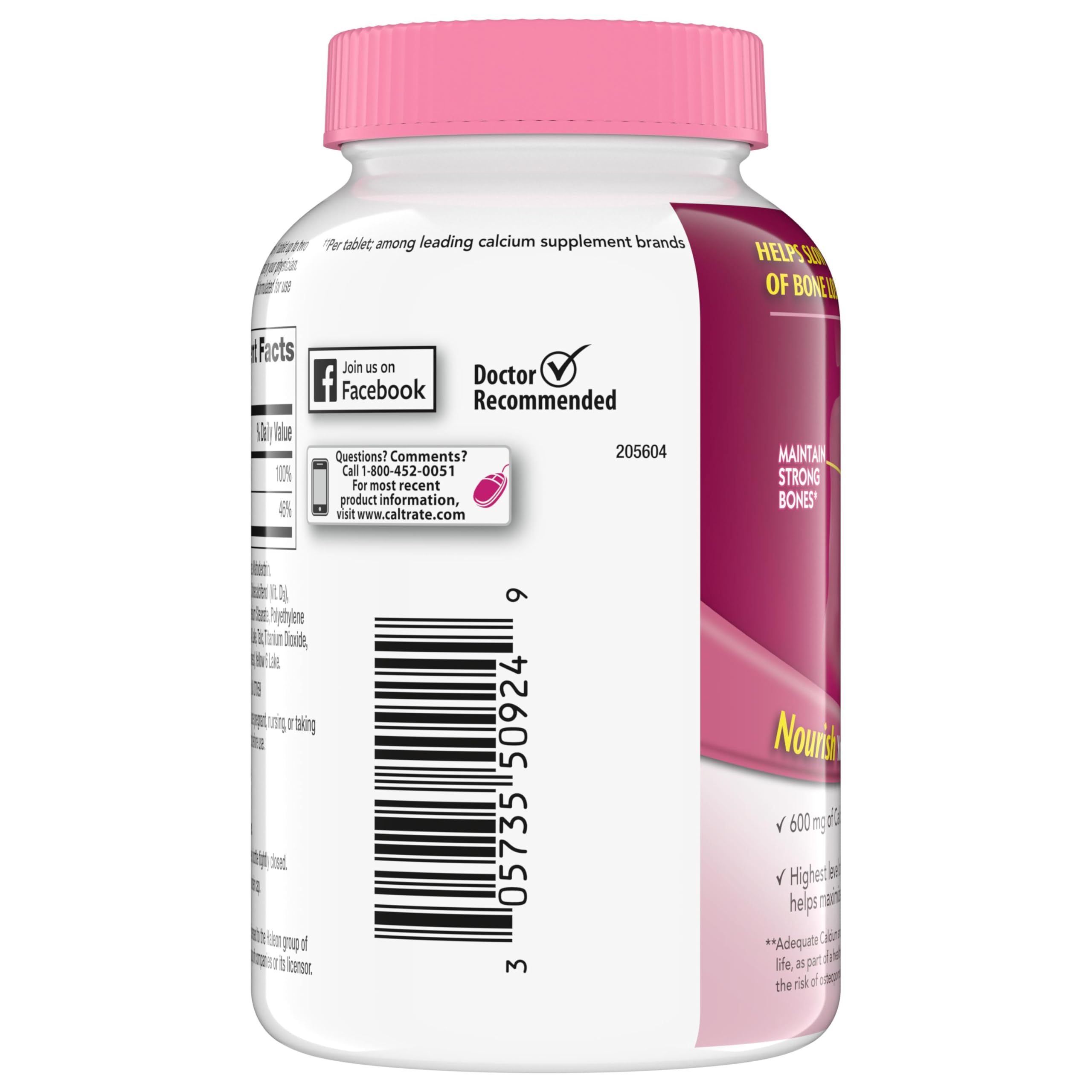 Caltrate 600 Plus D3 Vitamin D and Calcium Supplement Tablets, 120 Count — Amazon image 11