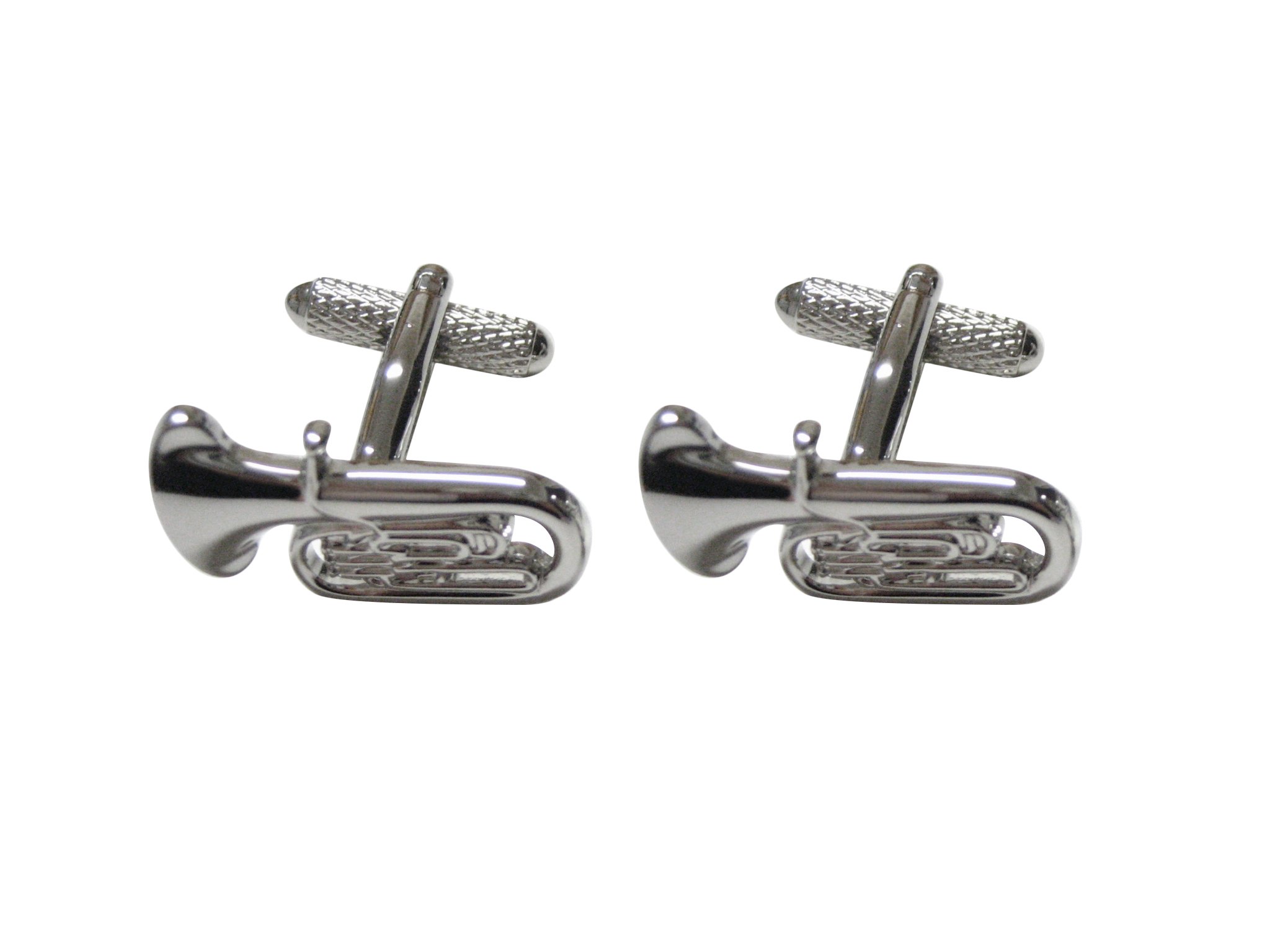 Kiola Designs Silver Toned Tuba Musical Instrument Cufflinks
