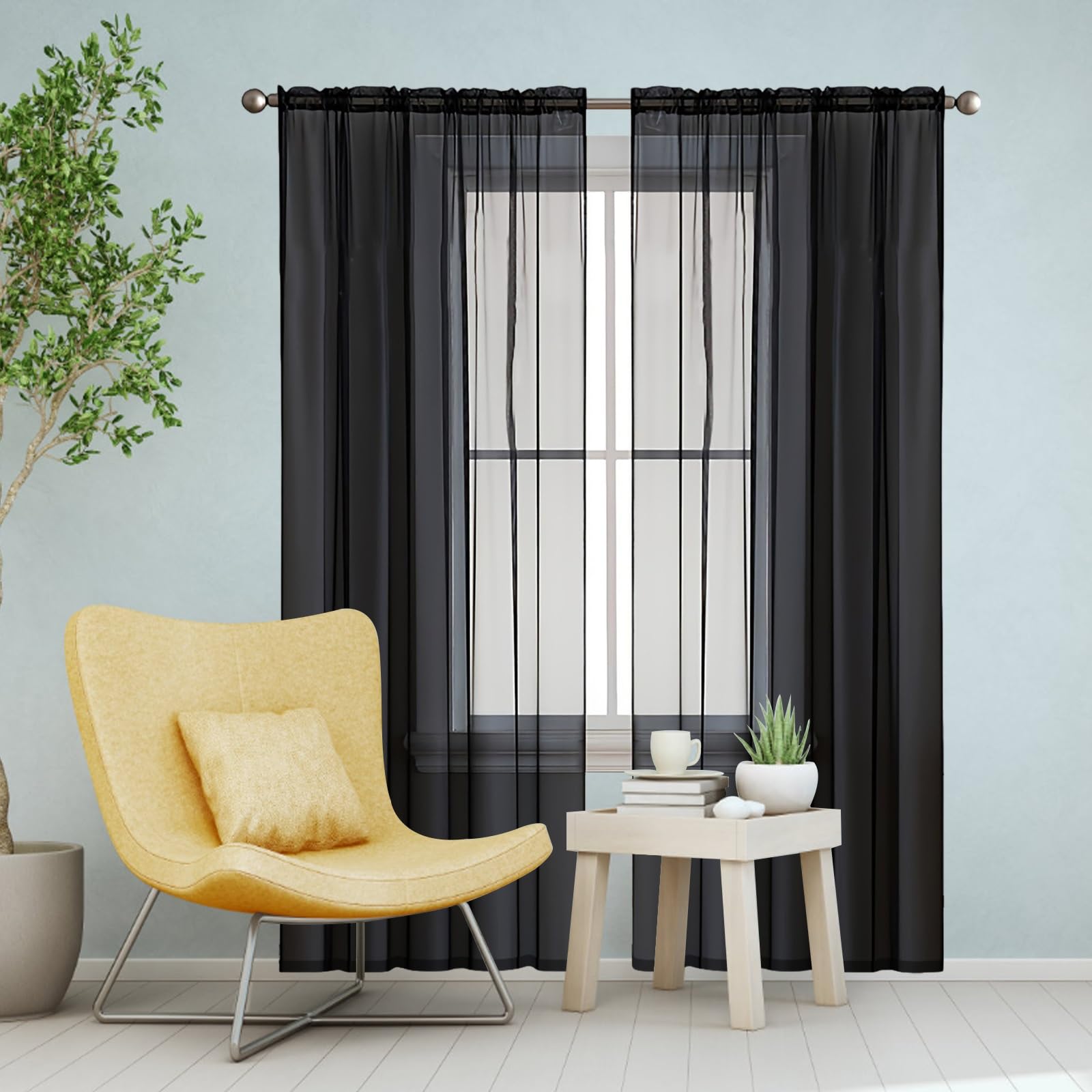 Rideaux salon semi-transparent filtrant la lumière avec élégance