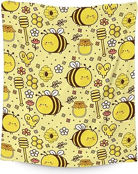 Bee Blanket Gifts, 30"x40" Cute Bee Print Throw for Women Girls, Soft Cozy Warm Flannel for Sofa Bed