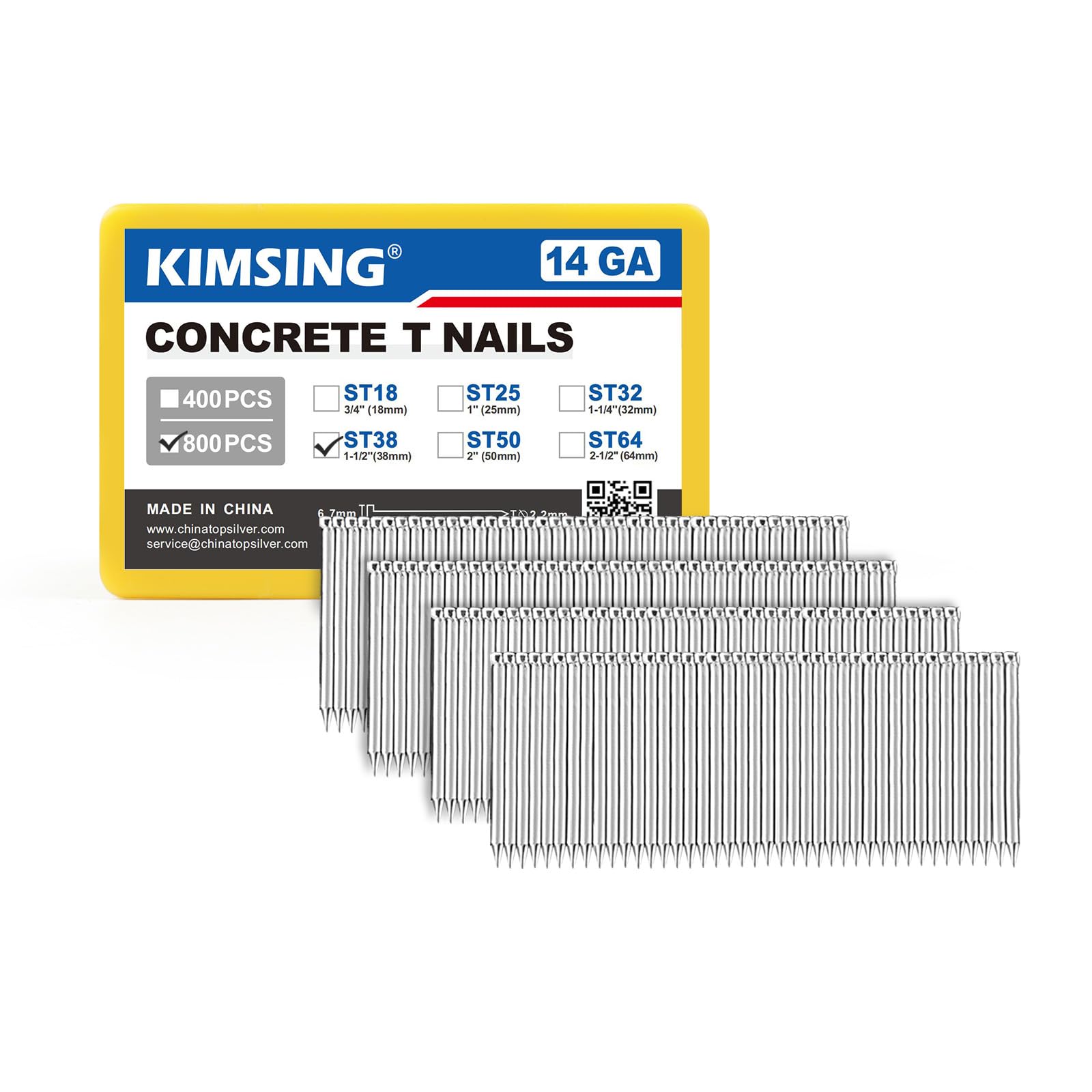 14 Gauge 1-1/2'' Length Concrete Nails Concrete T-Nails for Concrete Nailers Smooth Shank 800 PCS/BOX-image-48