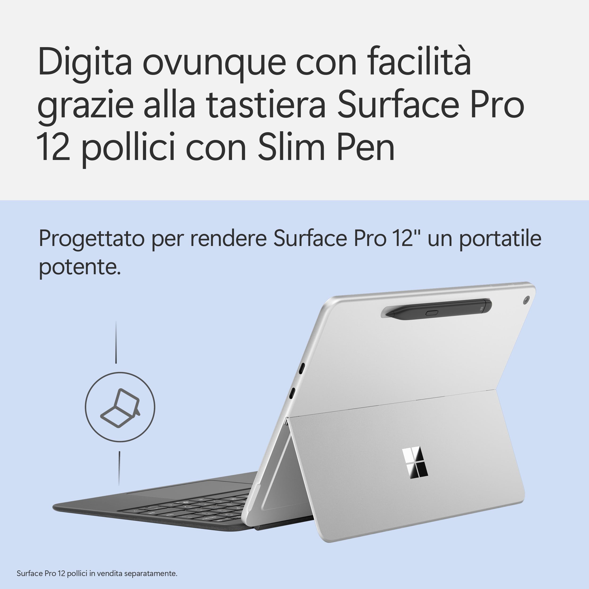Microsoft Tastiera Surface Pro 12'' con Slim Pen | Compatibile con Surface Pro 12'' | Ardesia