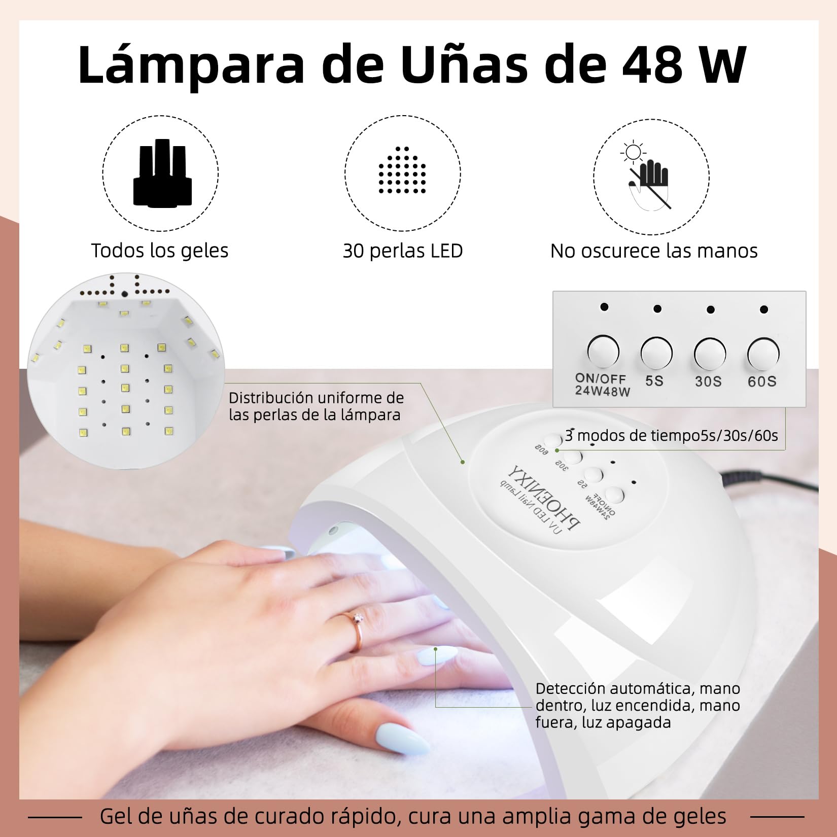 Phoenixy Kit Uñas Semipermanentes, 24 Colores Esmaltes Semipermanentes Para Uñas Set Completo con 48W Lampara kit Uñas de Gel Regalos Para Mujeres Kit Manicura