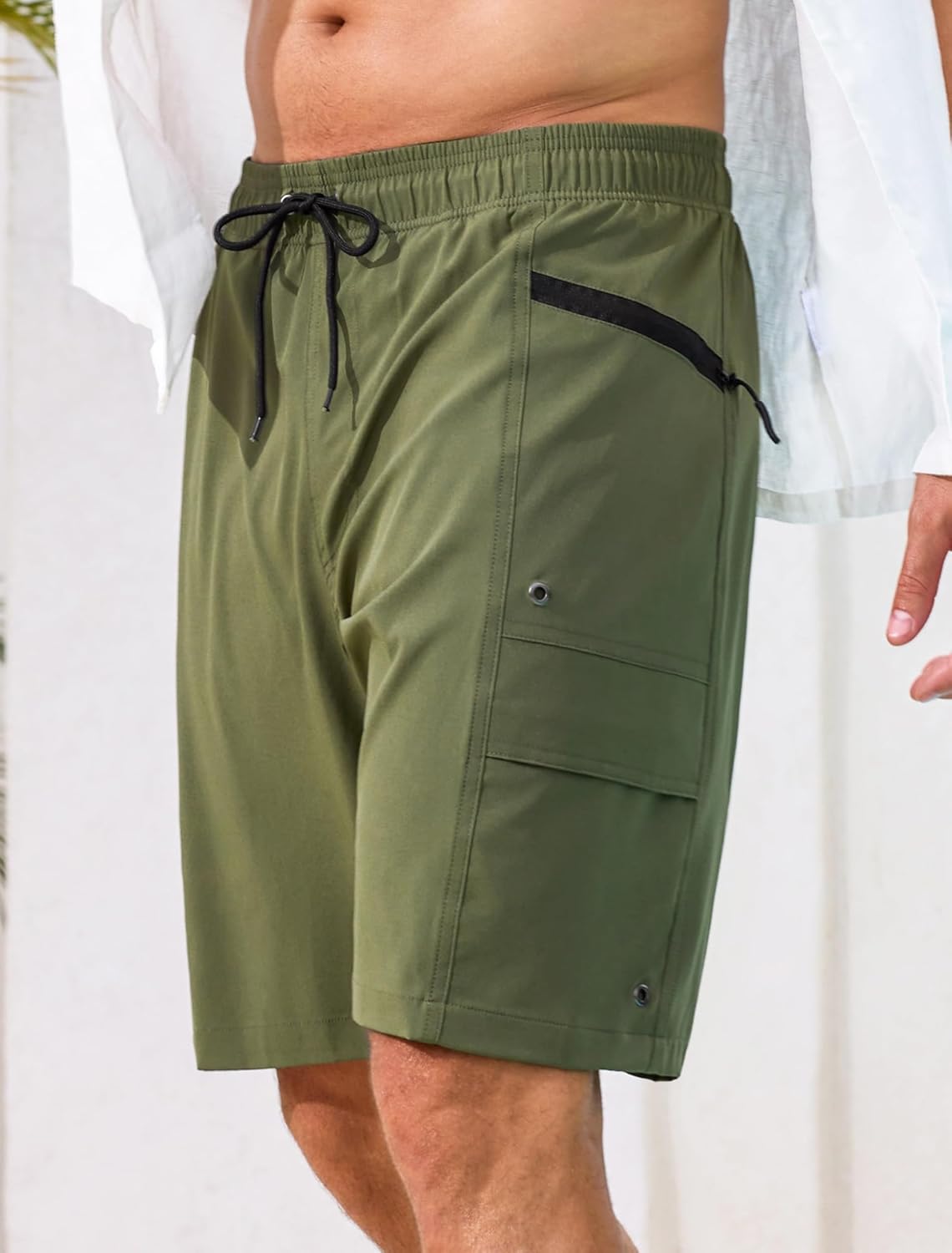 SILKWORLD Mens Swim Trunks with Compression Liner Quick Dry Bathing Suit 9" Swimming Beach Shorts with Zipper Pockets - Image 3