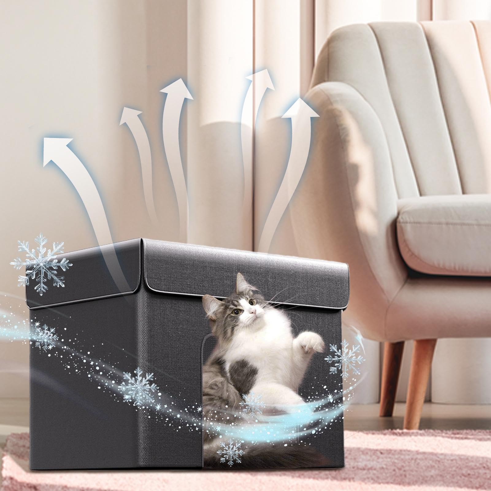 Niche rafraîchissante pour Chat - Nid de Glace d'été Pliable pour Chat | abri Multifonction résistant aux intempéries, Tente pour Chat rafraîchissante en Plein air, abri résistant aux intempéries,