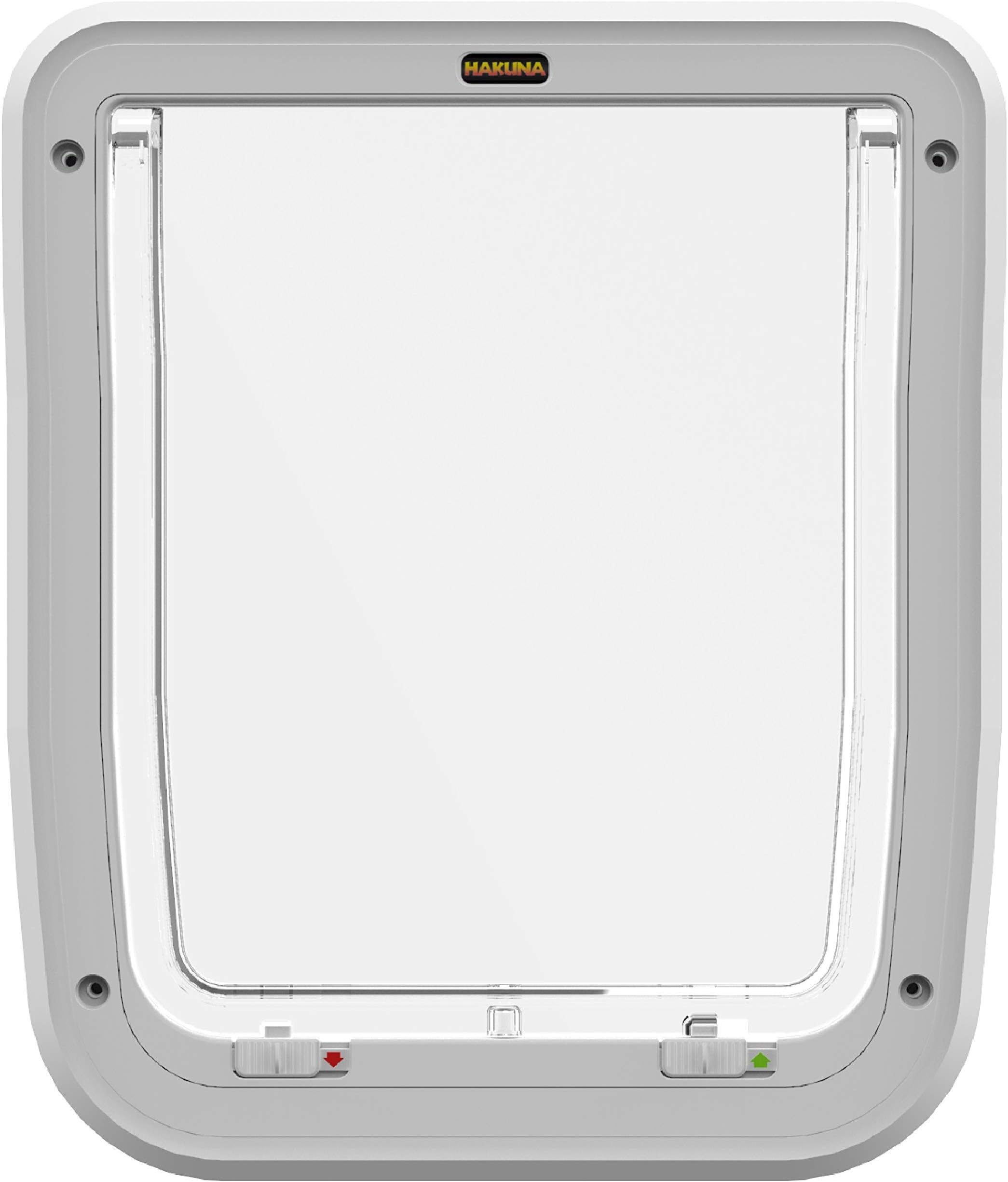 Cat & Small Pet Door with 4-Way Locks for Interior Or Exterior Doors Up to 1.8" Thick, for Pets Up to 11 lbs., White