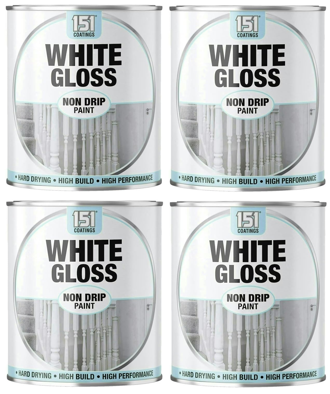VARNOX, White Gloss Non-Drip Paint 300ml – Hard-Drying, High-Performance Gloss with Durable Hard-Build Formula – Ideal for Wood, Metal & Concrete – Interior & Exterior Use (4PCS)