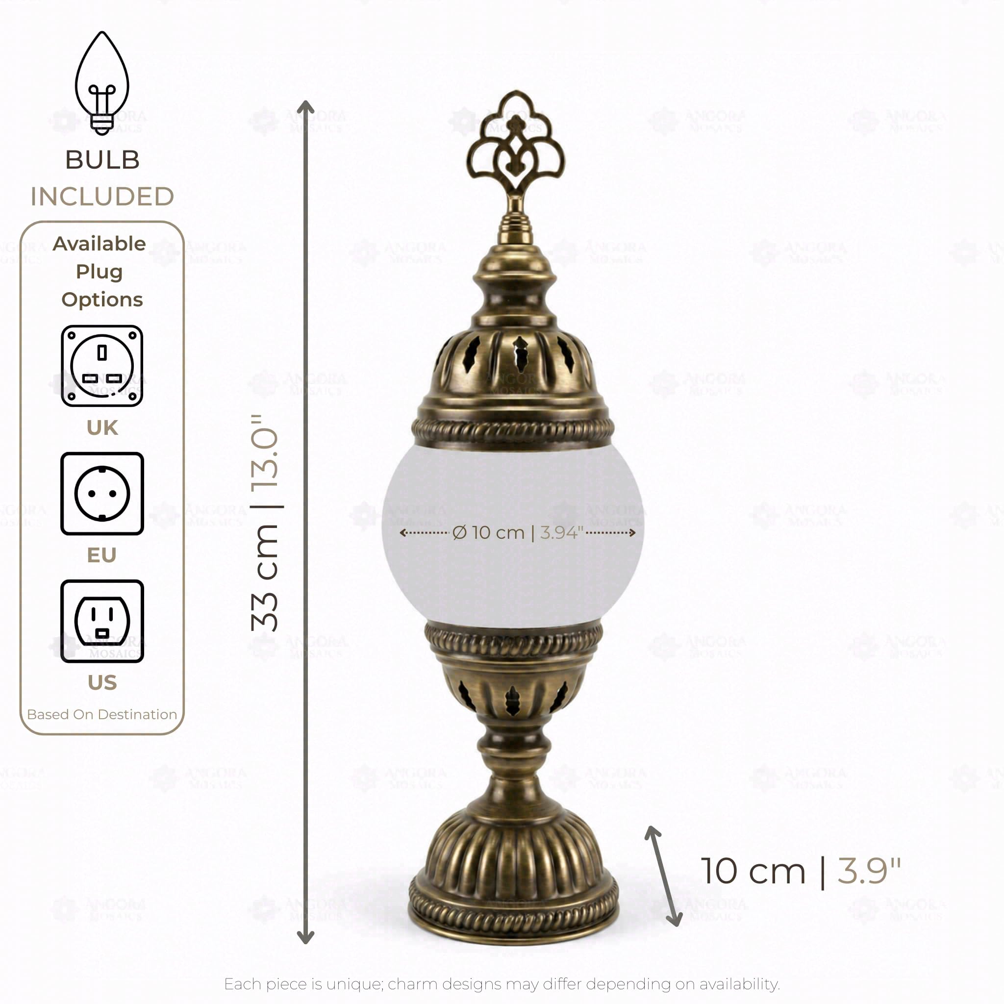 ENVA Biała lampa stołowa z mozaiką, turecka lampa mozaikowa, lustrzany wzór gwiazdy, ręcznie robiona marokańska lampka nocna na biurko, przezroczyste szkło