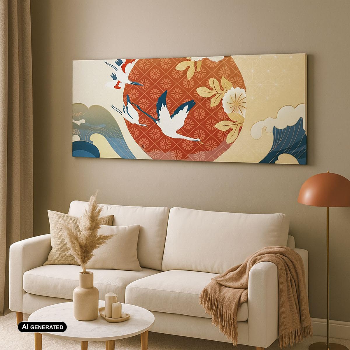 Stampe da Parete Moderne 160x50 cm Quadro su Tela Natura Paesaggi - 4821 | Aironi Sole Mare Quadro Decorativo Grande XXL 1 pezzo Soggiorno Camera da Letto Arte da Parete Decorazione da Parete ARTTOR