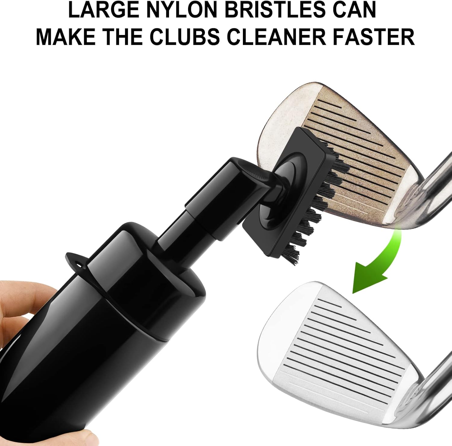 Golf Club Brush,Leakproof Water Spray Brush with Handle | Easy to Grip Club Cleaner Brush with Squeeze Bottle, Portable Press Type Black Golf Accessories Generic
