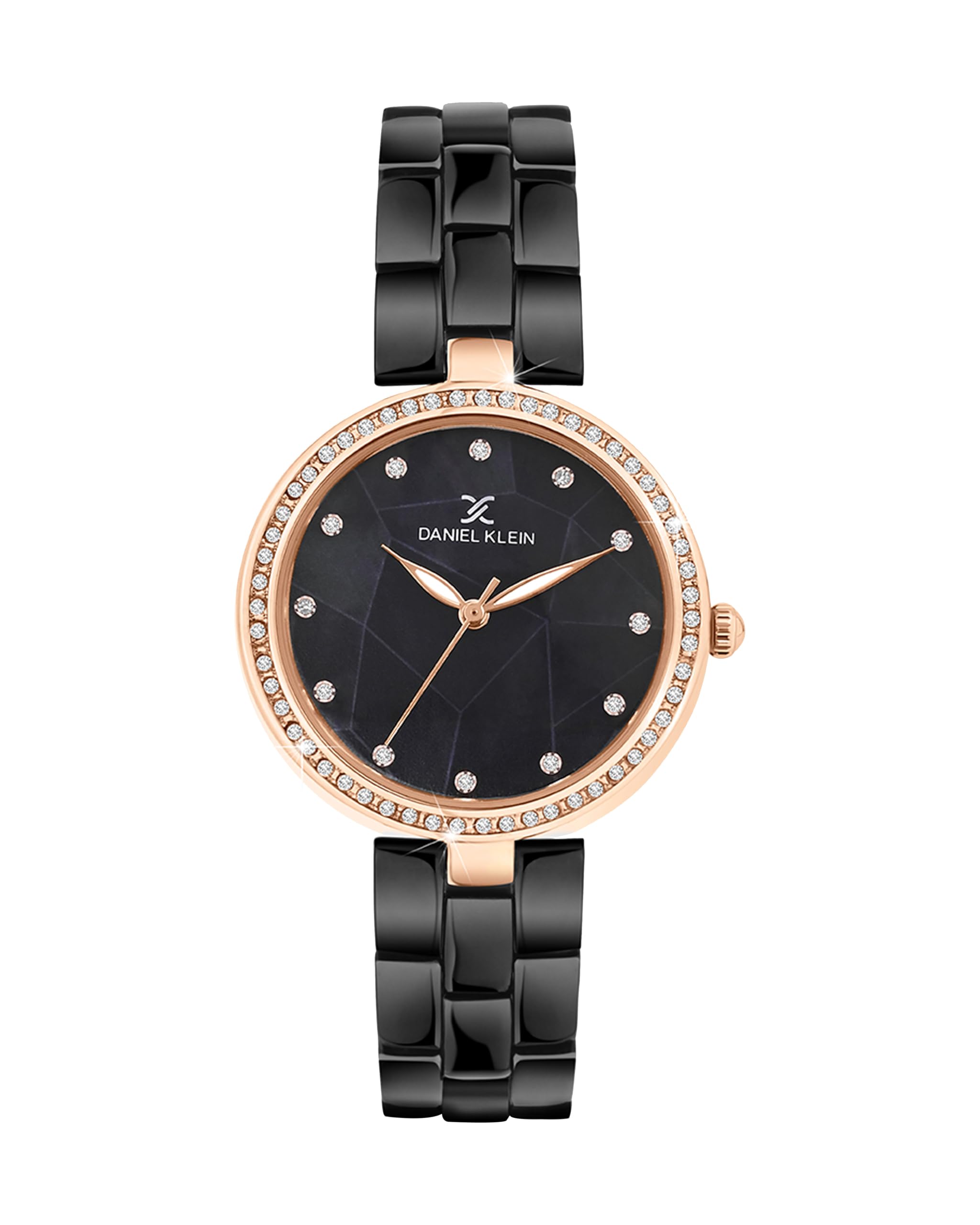 Night Black with Rose Gold Stones Studded Women Premium Watch - DK.1.14019-1 (B0DH7XRQ4X) Amazon Price History, Amazon Price Tracker