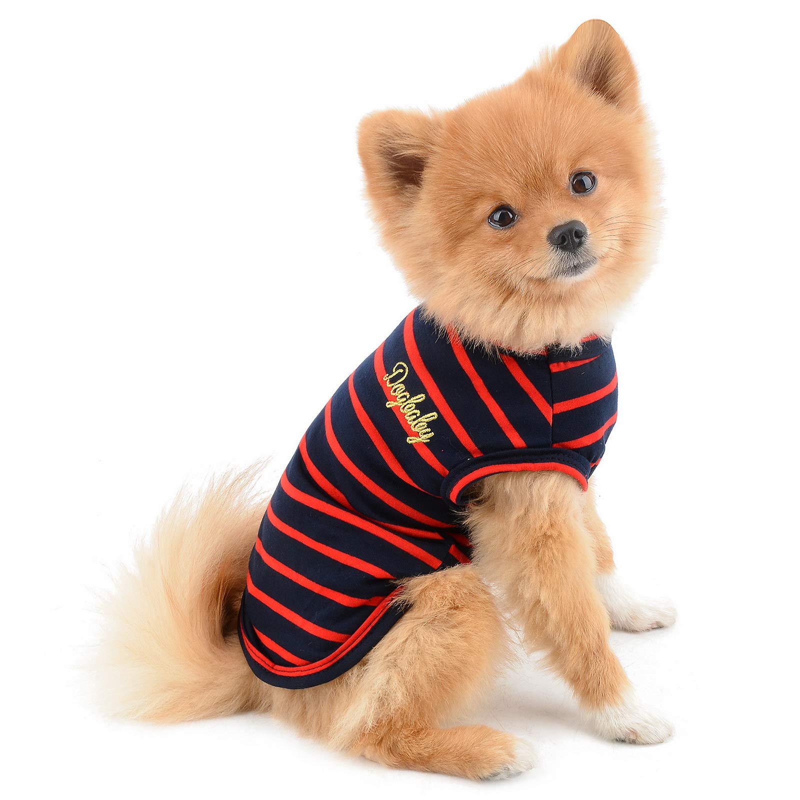PAIDEFUL Ropa para perros pequeños, gatos, niños, niñas, verano, clásico, a rayas, cachorro, camiseta transpirable, de algodón, sin mangas, Chihuahua Yorkshire