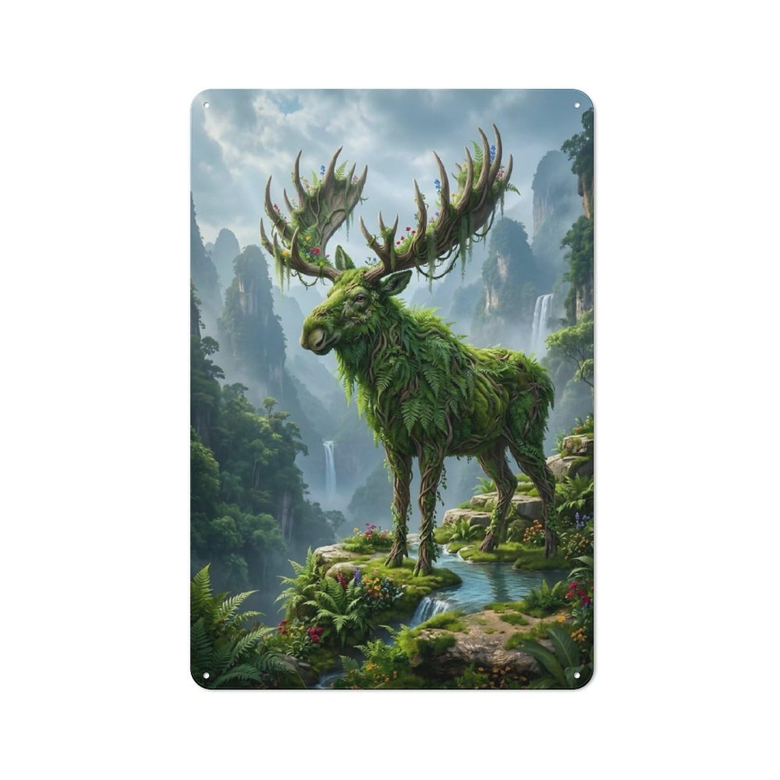 Forest Moose Rustic Metal Wall Sign 30x20cm for Café Or Restaurant, Gift Idea at Christmas for Café Owners And Decorators