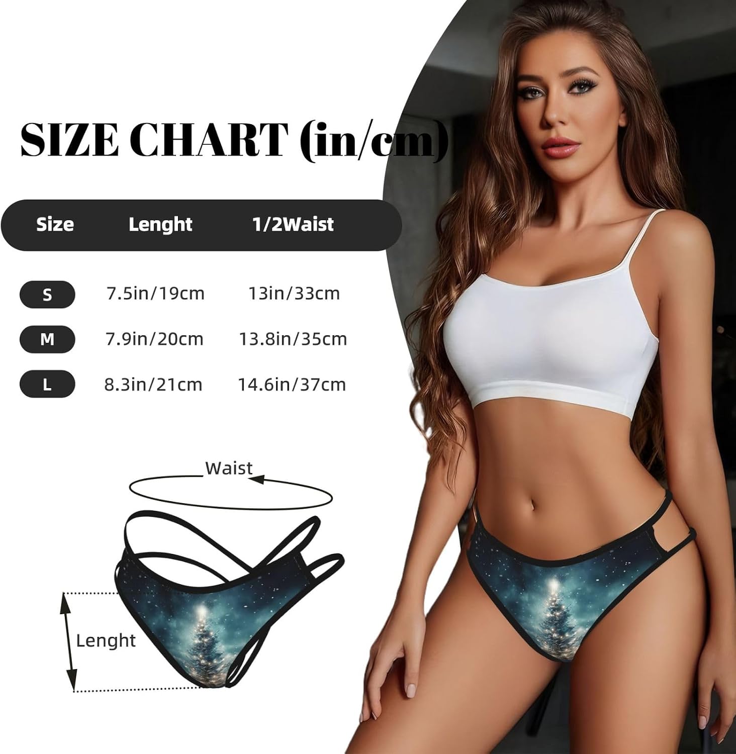 Christmas Tree Snow Print Sexy Underwear G String Thongs For Women Low Rise No Show Workout Panties For Sports And Yoga