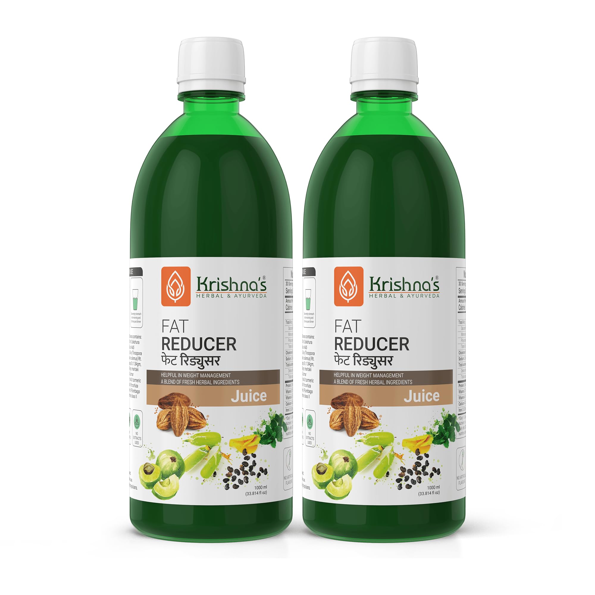 KRISHNA'S HERBAL & AYURVEDA Fat Reducer Juice - 1000 Ml (Pack Of 2), 12 Powerful Herbs For Weight Management, Amla, Harad, Daru Haridra, Sunn Hemp, Aids Metabolism And Digestion-image-38