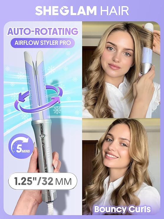 SHEGLAM Hair Hot Air Brush + One Touch Airflow Styler