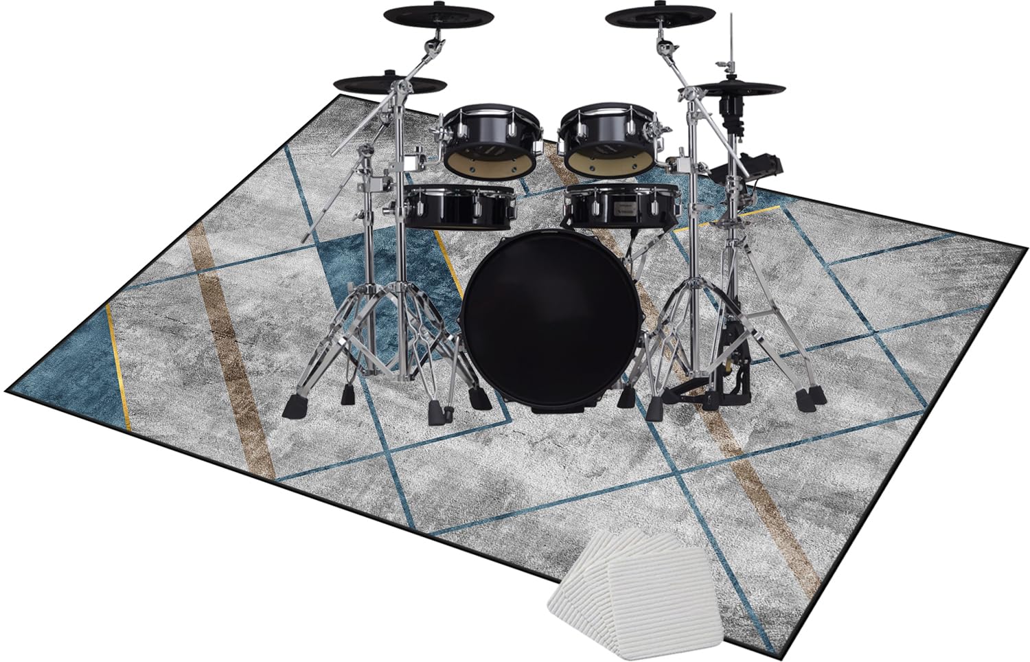 Qivstxug Drum Carpet Rug Non-Slip, Drum Rug Drum Mat, Soundproof Mat, Drumming Drum Rug, Professional Rectangle Electronic Jazz Drum Kit For Bass Drum Snare Musical Instrument Mat 180 x 160 cm