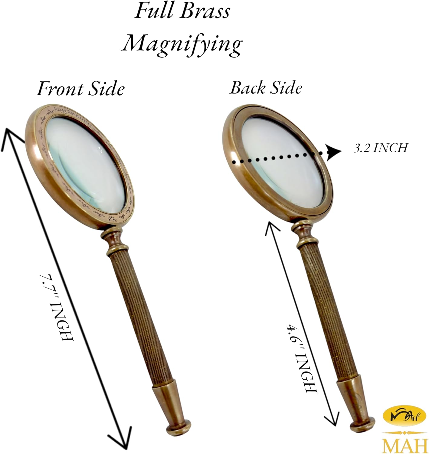 Romantic Gift for Him – Vintage Brass Magnifying Glass with Leather Case – Love Keepsake for Husband, Boyfriend, Birthday, Valentine, Unique Gift Idea for Men, Desk Keepsake