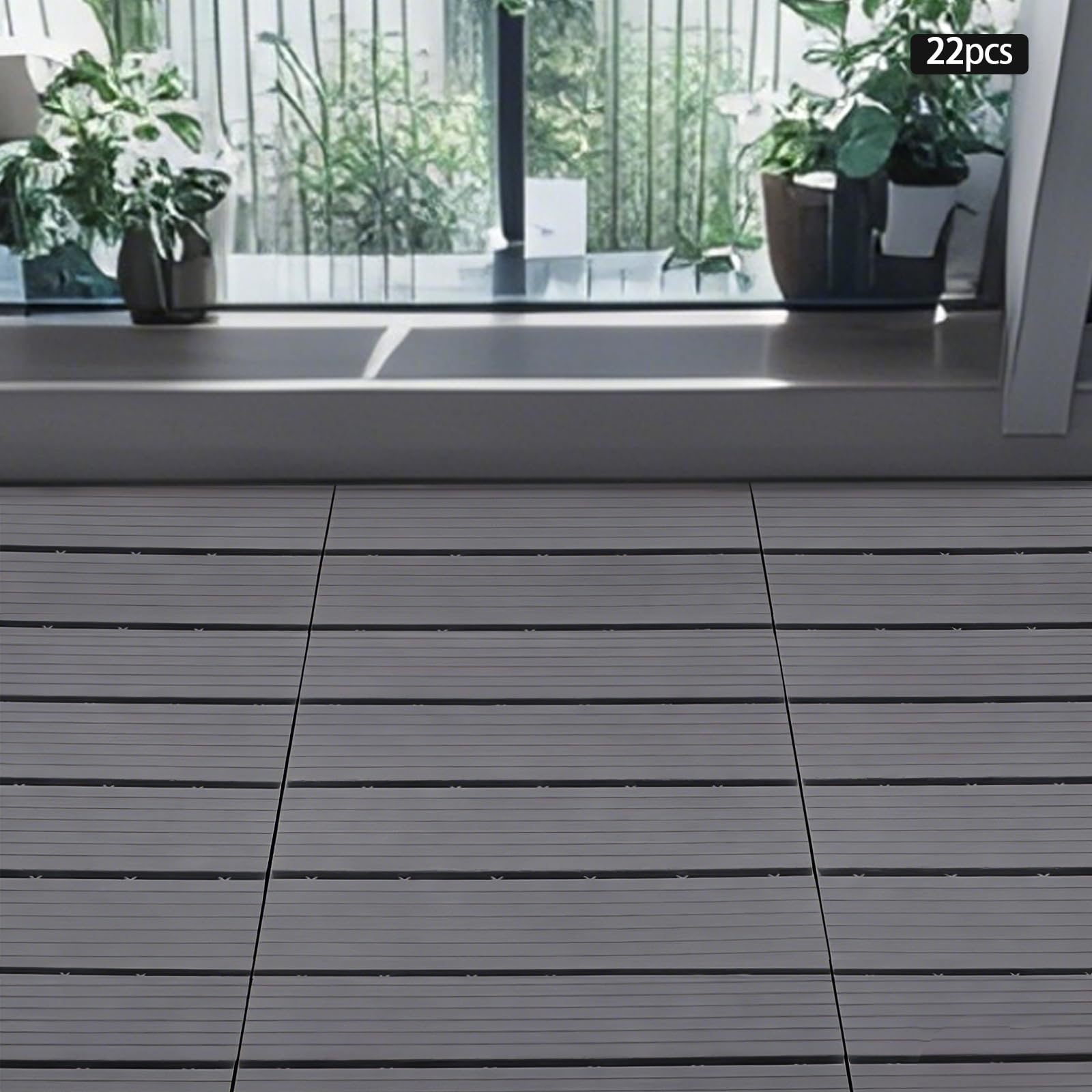 22 piastrelle per terrazza, 30 x 30 cm, in plastica, effetto legno