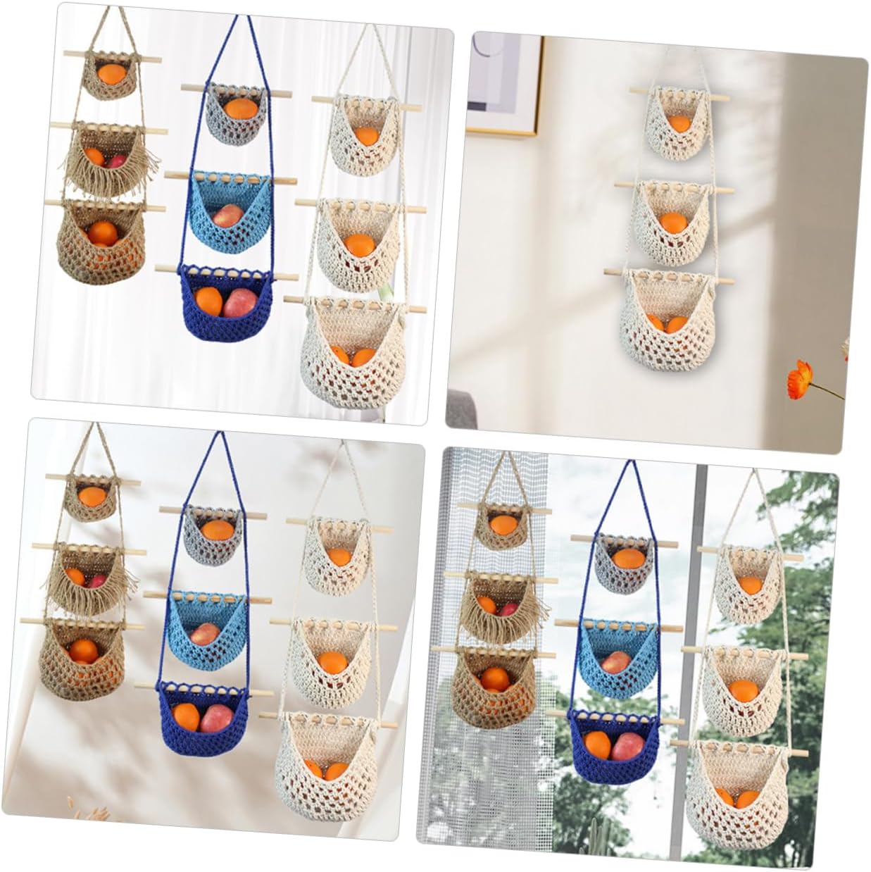 PRETYZOOM Hanging Fruit Vegetable Basket Kitchen Hanging Fruit Vegetable Hammock Storage Organizer for Kitchen for Bananas Onions Tomatoes