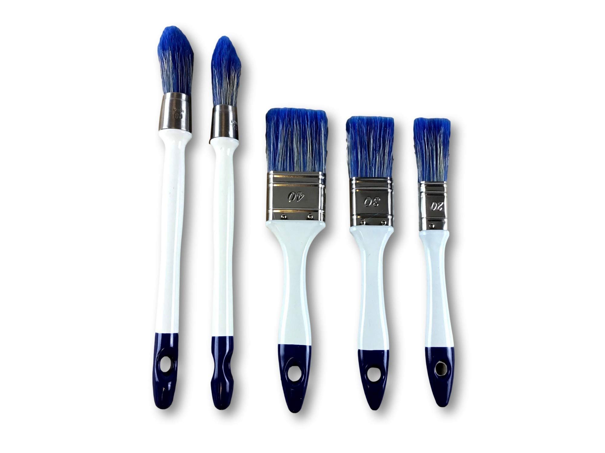 Kibros 5 pinceaux Acrylique Bicolores 3 Plats 20-30-40 mm + 2 rechampir