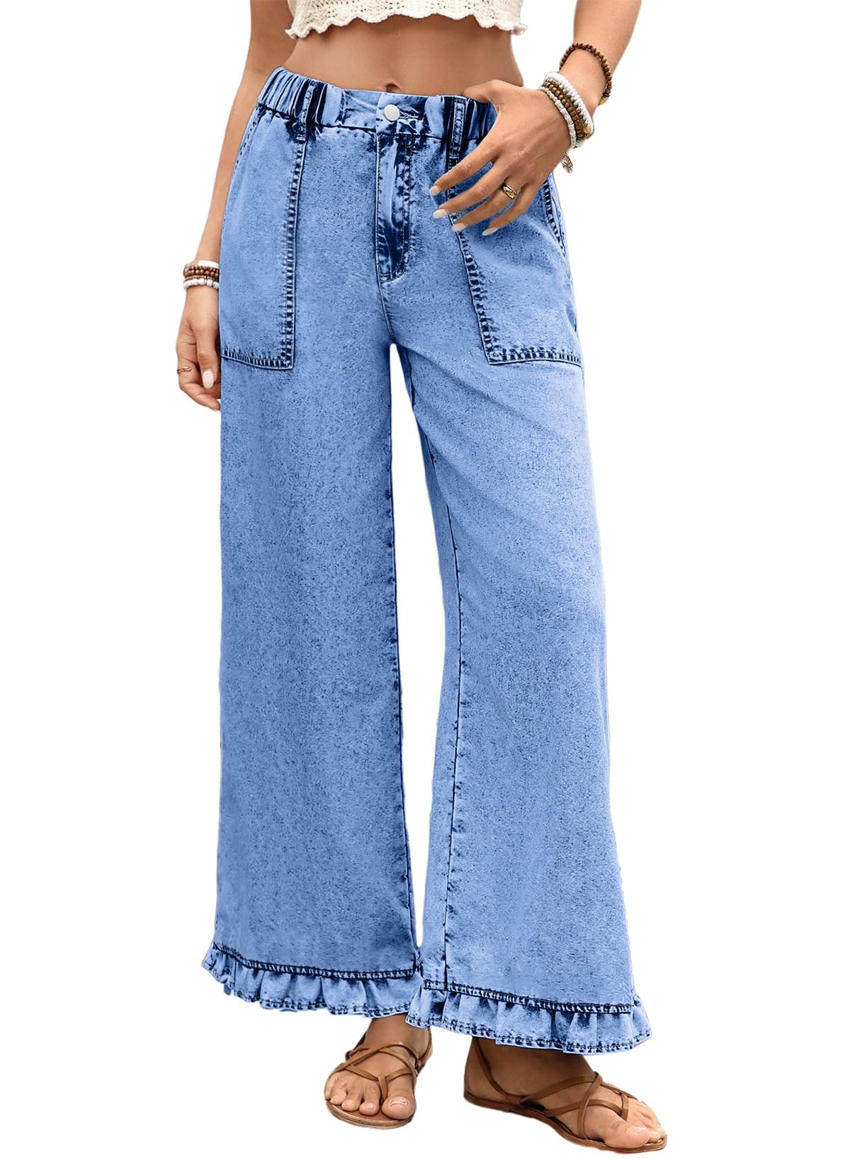 Astylish Ruffle Hem Jeans