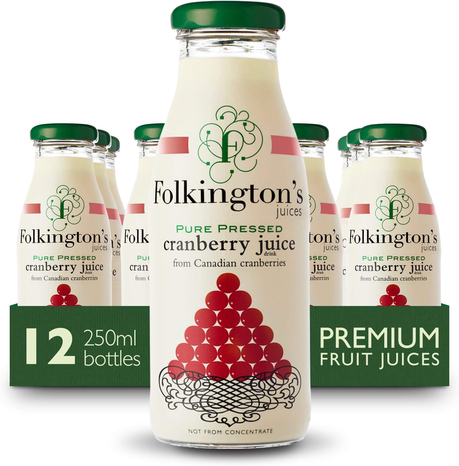 Folkingtons Cranberry Juice - 12x250ml