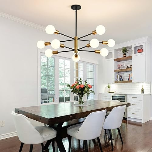 Miniatura 8 de Lámpara de araña moderna Sputnik, lámpara de techo de 10 luces Lamparas de Techo Modernas, lámpara de techo ajustable en altura ajustable de