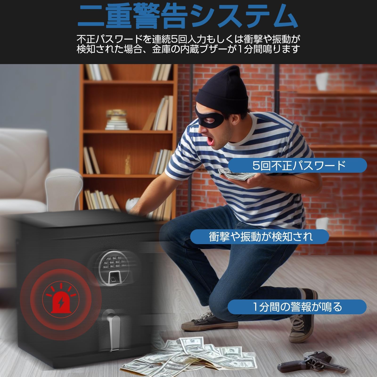Amazon.co.jp: WASJOYE 耐火金庫 指紋認証式 火災対策可 A4ファイルに