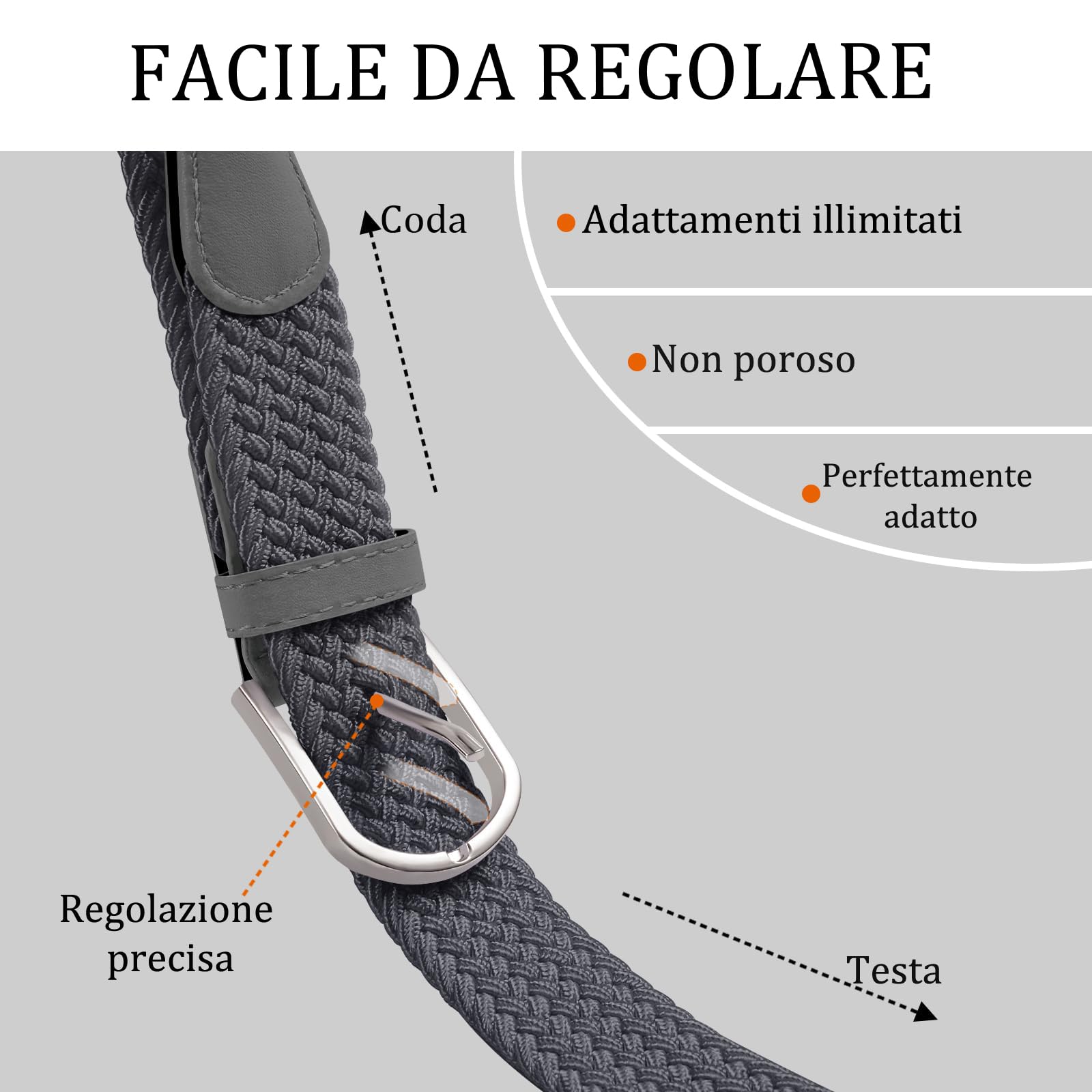 TANGCHAO Cintura Elastica Intrecciata per Uomo e Donna Cinturino Elastica Intrecciata con Fibbia in Lega di Zinco 33mm (1.25") Colori Multipli