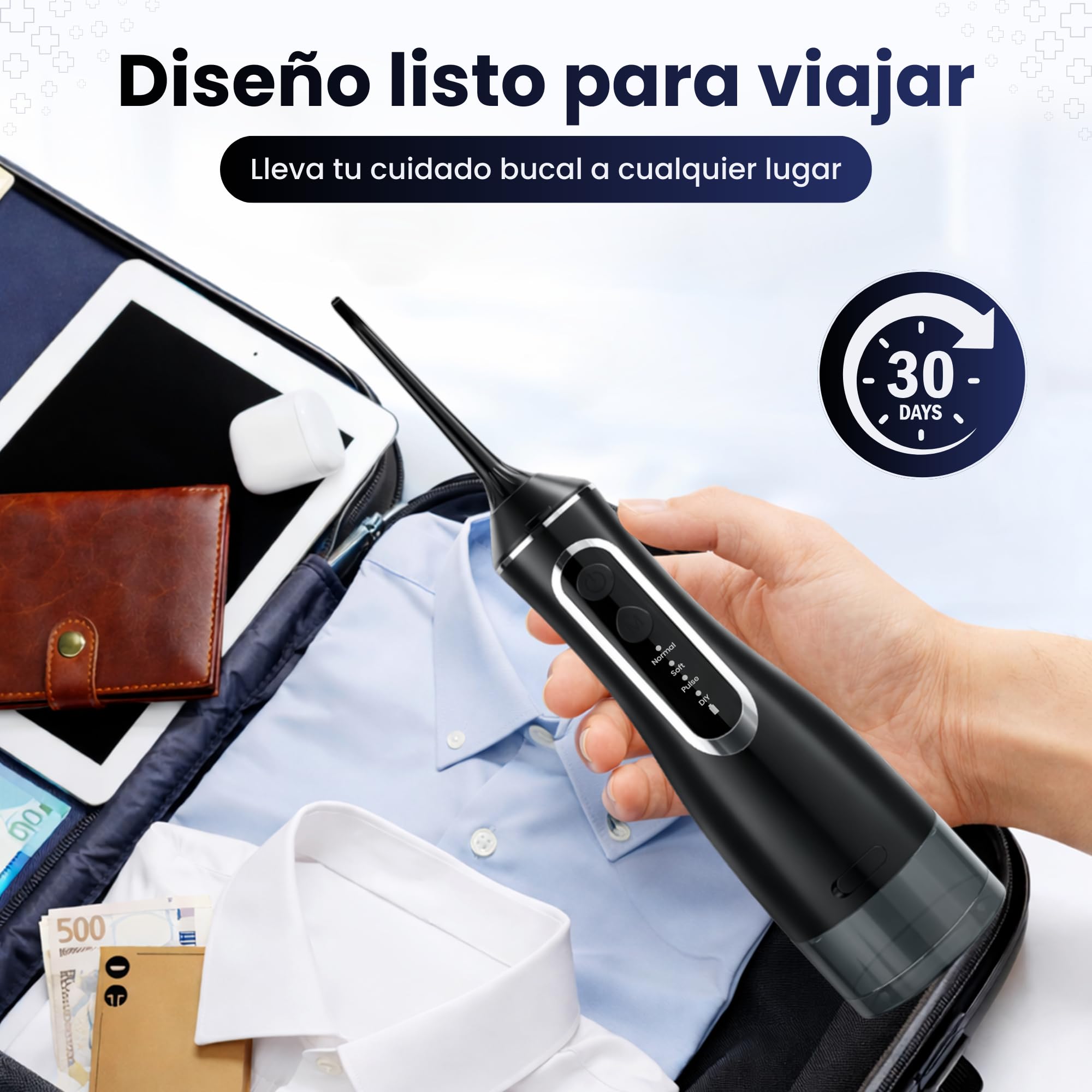 BeFit Water Flosser Portatil 320ml IPX8 4 Modos 120PSI 1400-1800/min Batería Recargable USB 1200 mAh
