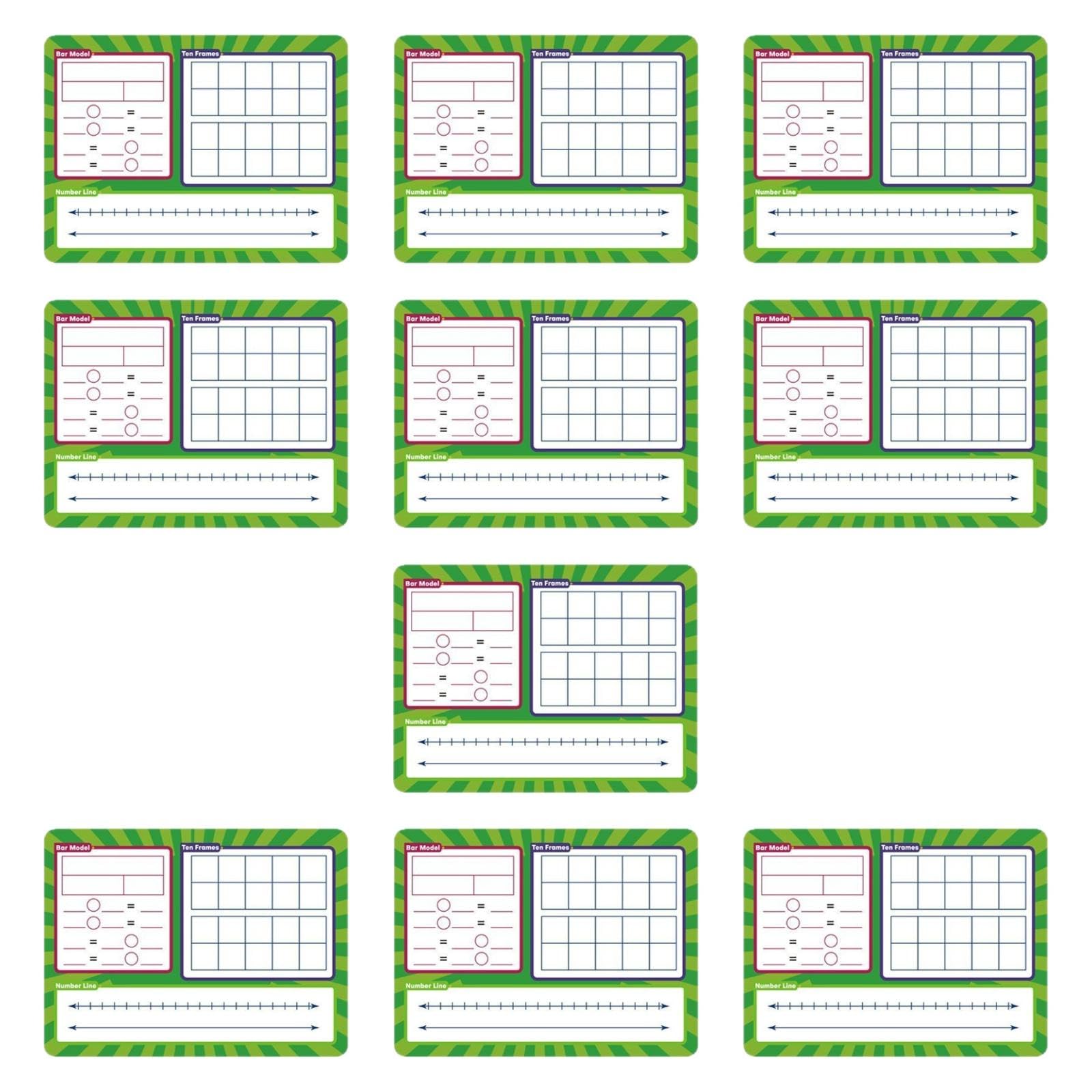 10 piezas de pizarra blanca de borrado en seco, juguetes educativos, póster de matemáticas, tabla de números para guardería, preescolar, jardín de infantes, aula