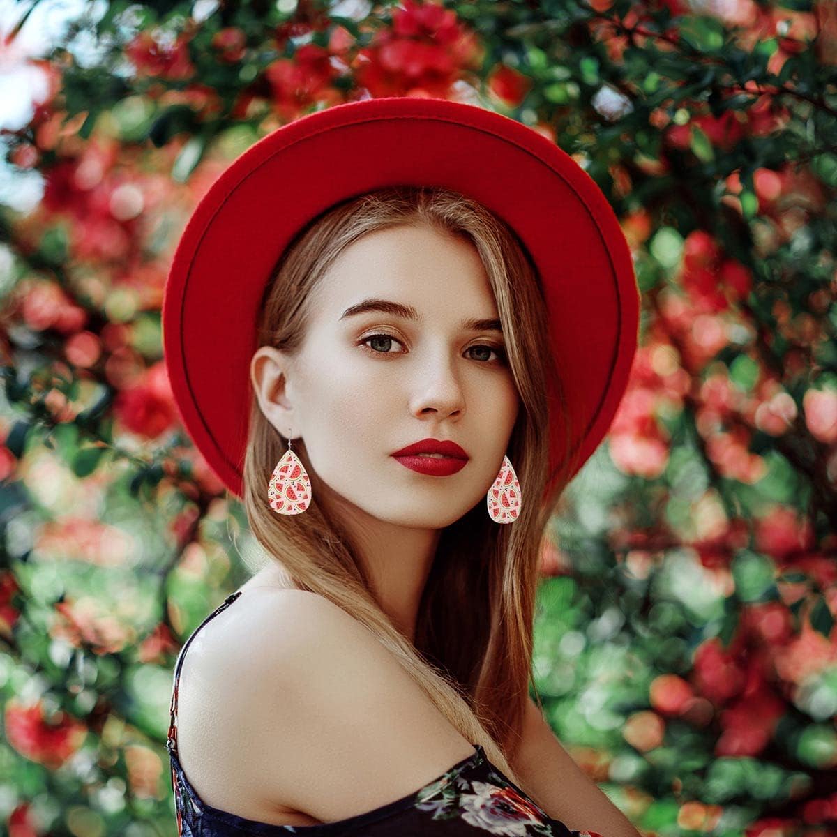 Zokola Watermelon Leather Drop Earrings Set, Cartoon Fruit Watermelon Pieces Lightweight Teardrop Earrings Leather Dangle Earrings For Women Friends Wedding Jewelry - Image 8