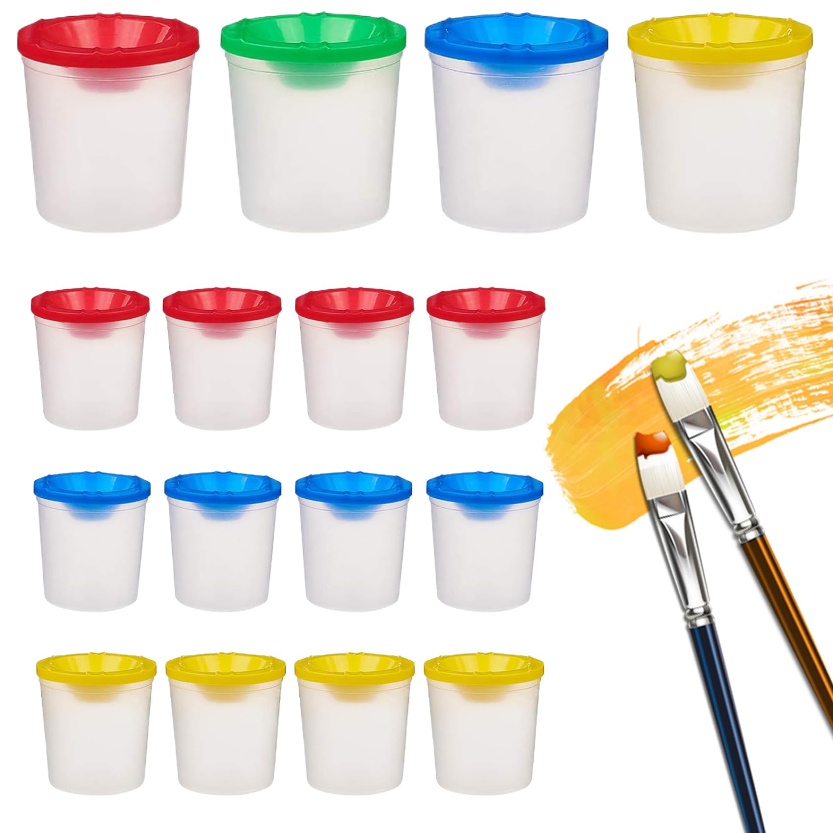 Vasos de pintura para mezclar colores sin ensuciar en actividades creativas de guarderías