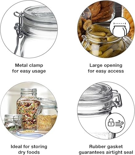 Vista 53 de Bormioli Rocco Fido Mandíbula cuadrada con tapa azul, 33-3/4 onzas, 33.75 onzas, transparente Claro