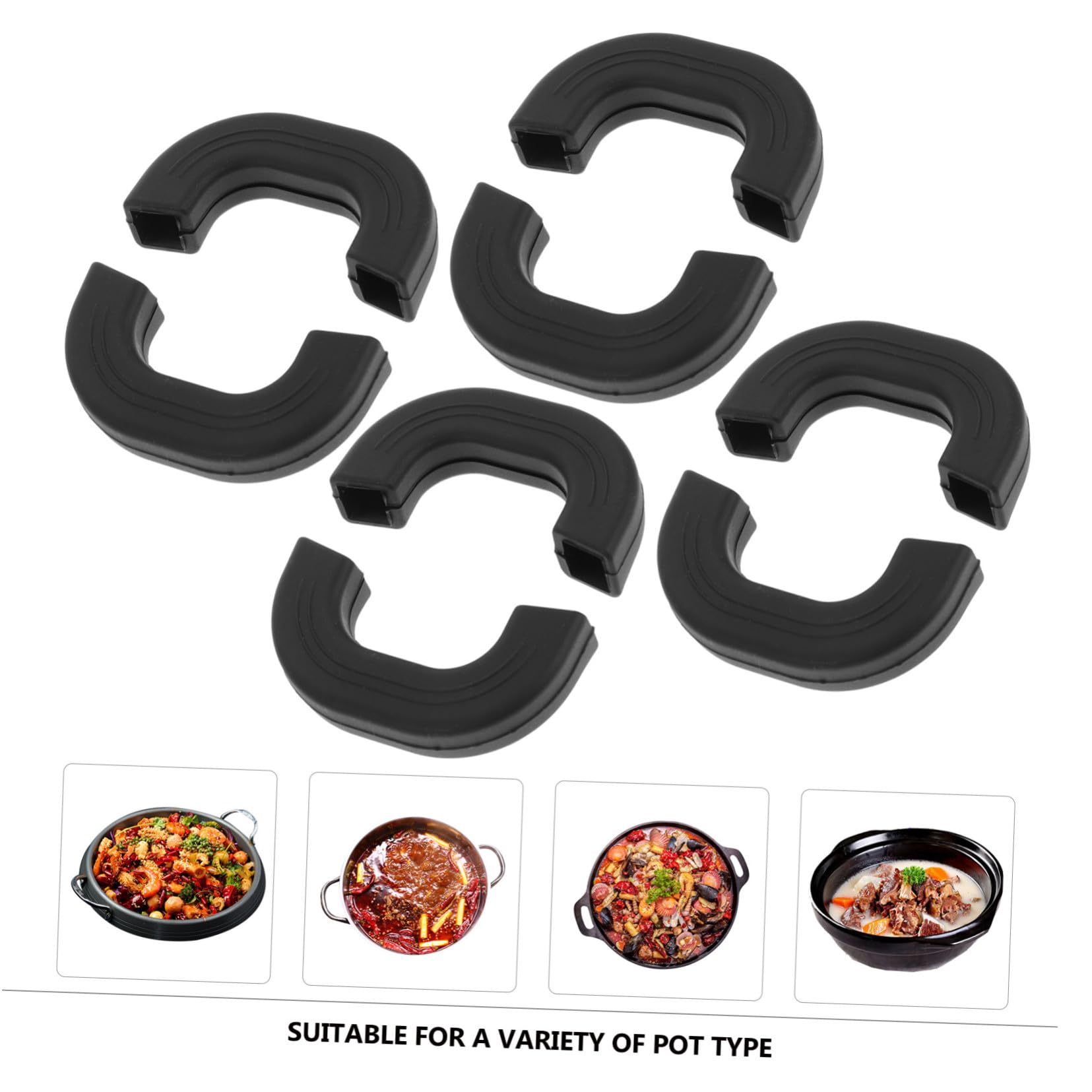 Cabilock 4piezas Funda Aislante para Mangos de Olla de Silicona Resistente al Calor Protector para Mangos de Sartenes y Ollas de Cocina