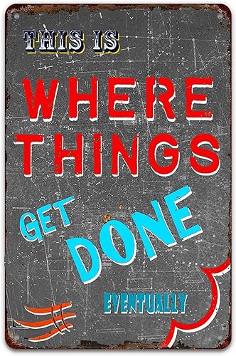 Vintage Garage Signs for Men Funny Metal Tin Wall Art Decor Mechanic Shop 8"x12"