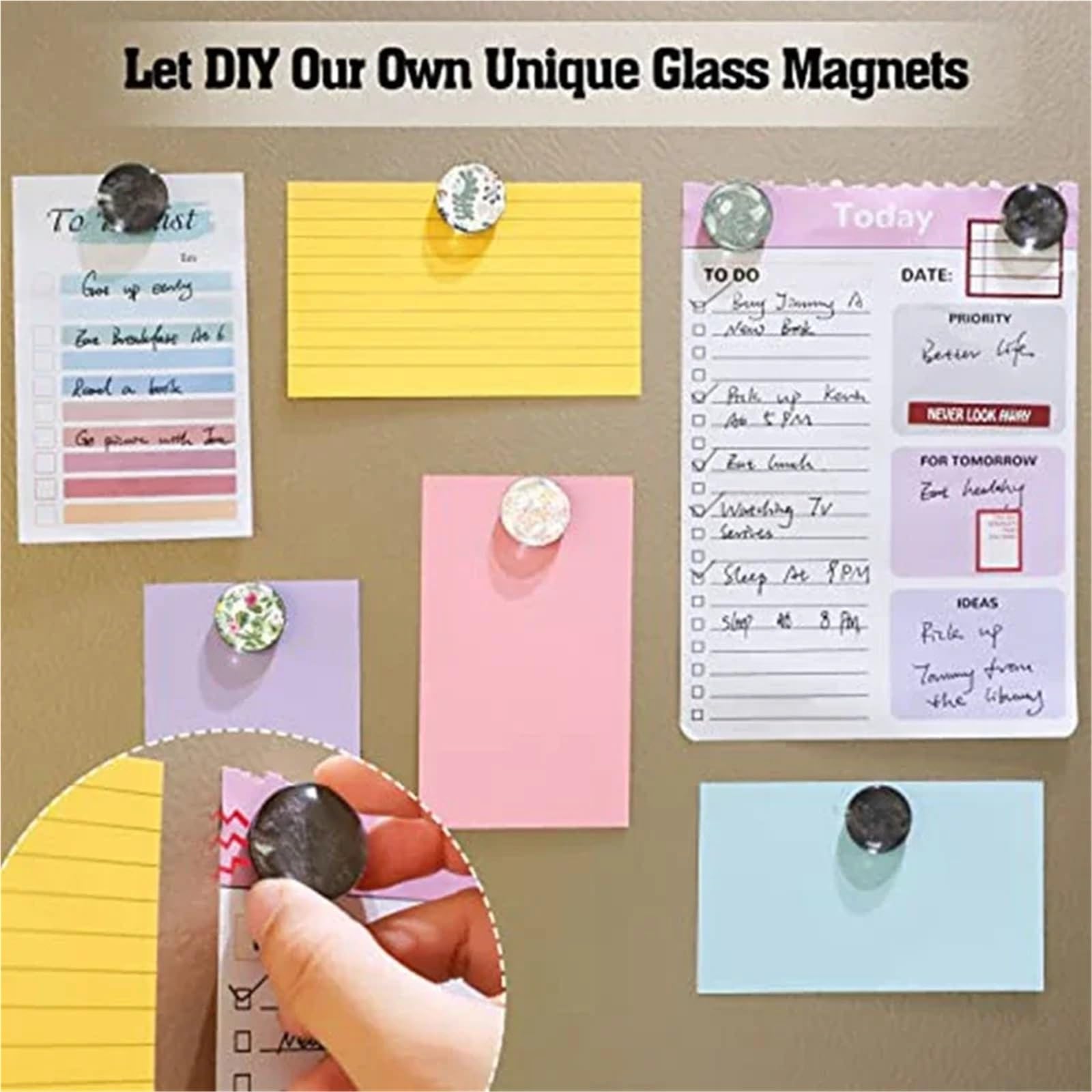 Magnete Kühlschrank 48 Stück runde Kühlschrankmagnete mit klaren Kuppel-Cabochons und Glasscheiben for Kühlschrank, Büro, Schließfach, Whiteboard