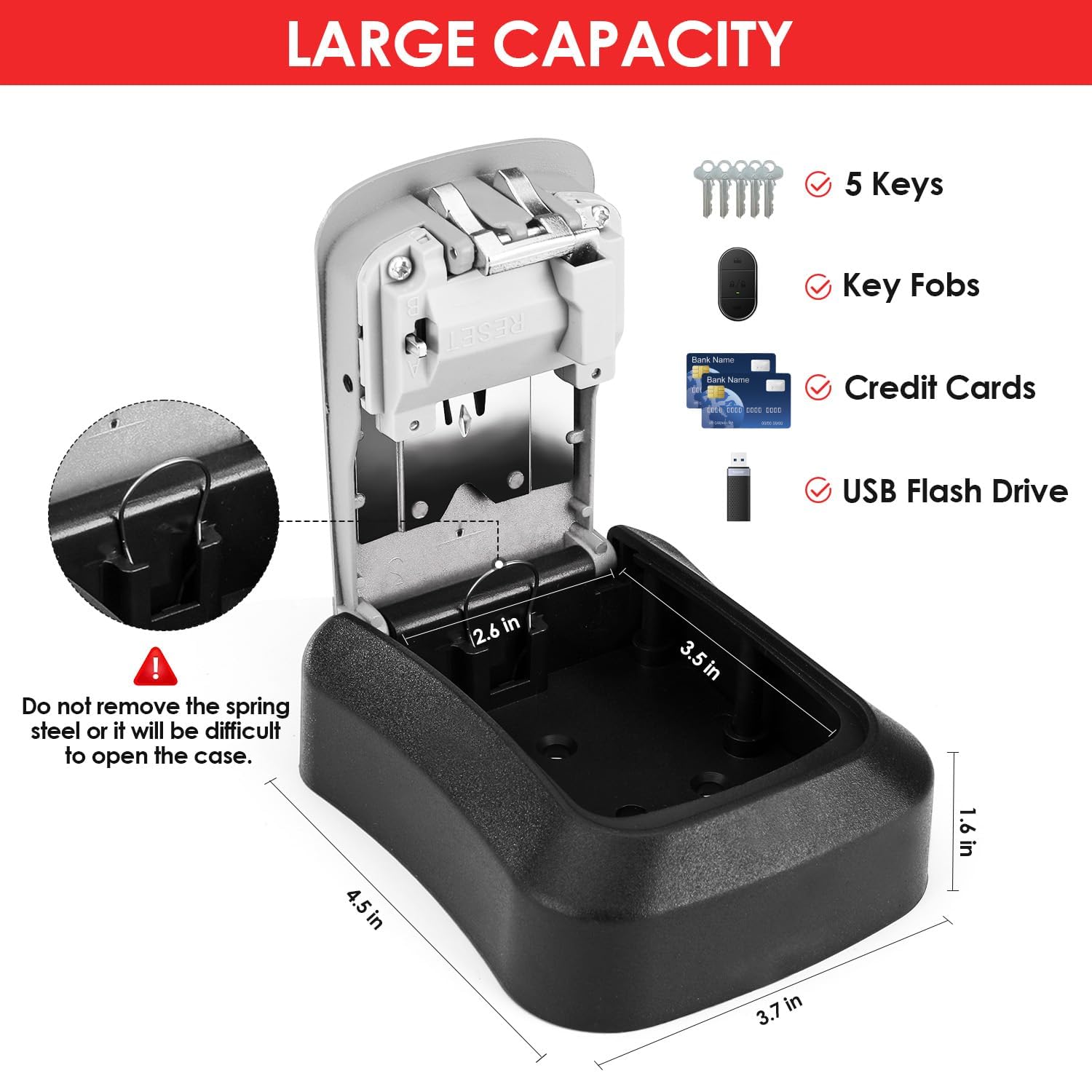 STESHWK Key Lock Box with Wall Mounted Combination House Key Weatherproof Safe Security Key Storage Locker Small Box, 4-Digit Resettable Code Outdoor Lock Box 1