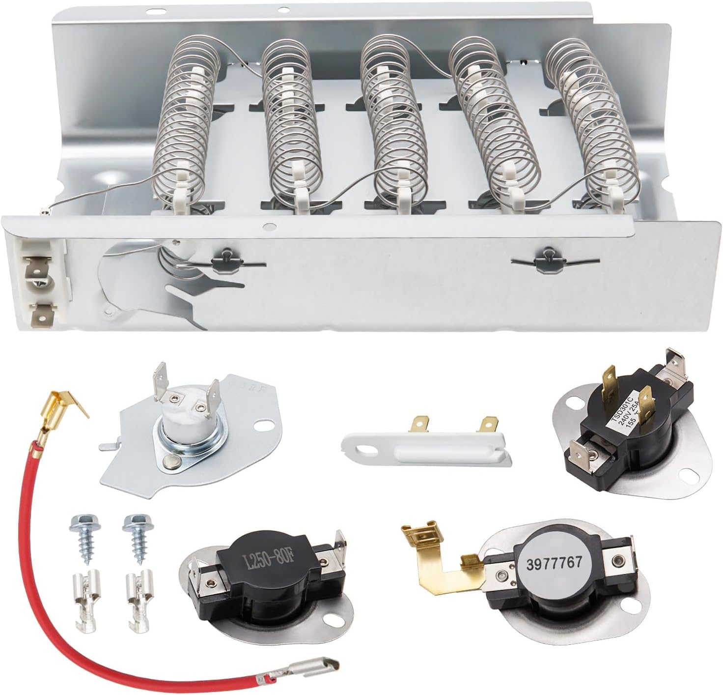 Dryer Heating Element Kit Compatible With Whirlpool WED4915EW1 WED4850BW0 WED4950HW0 WED4850HW0 WED49STBW1 WED4900XW0 WED49STBW0 WED4850BW1 WED4900XW2 WED4850XQ0 WED4850XQ1 WED4915EW0