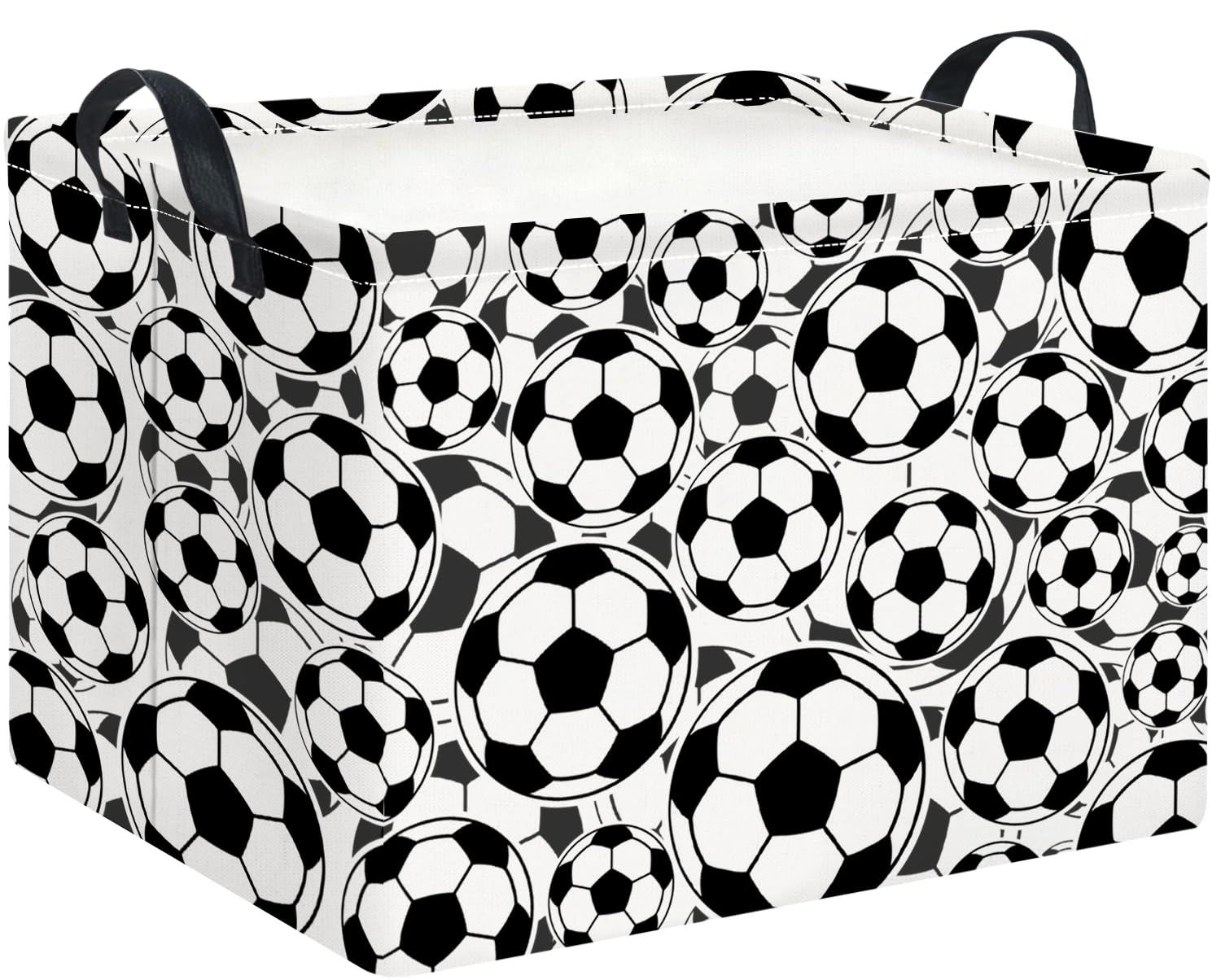 Rectangle Storage Basket with Handles,Collapsible Storage Bin, Gift Basket, Books Box, Room Decor(Soccer)