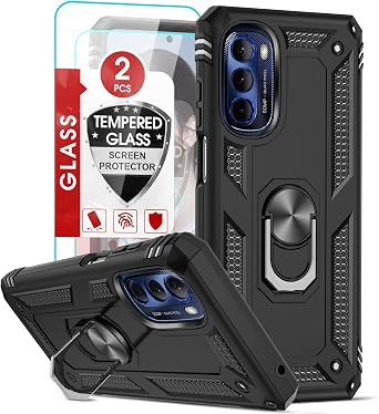 LeYi for Moto G Stylus 5G 2022 Case NOT FIT 4G, Motorola G Stylus 5G Case 2022 with 2 Pcs Tempered Glass Screen Protector, Heavy Duty Protective Case with Magnetic Stand for Moto G Stylus 5G, Black