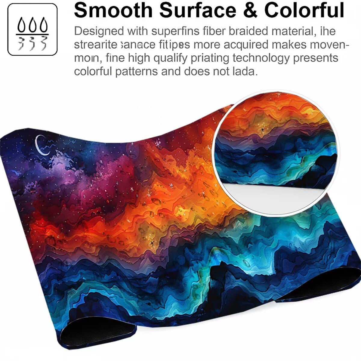 Tappetino per Mouse Gaming XXL 1200x600x3mm– Ufficio Mousepad Grande – Migliora la Velocità e la Precisione Tenuta Stabile Sottomano per Ufficio e Casa Accessori Scrivania Fiori PjY14493 N-U