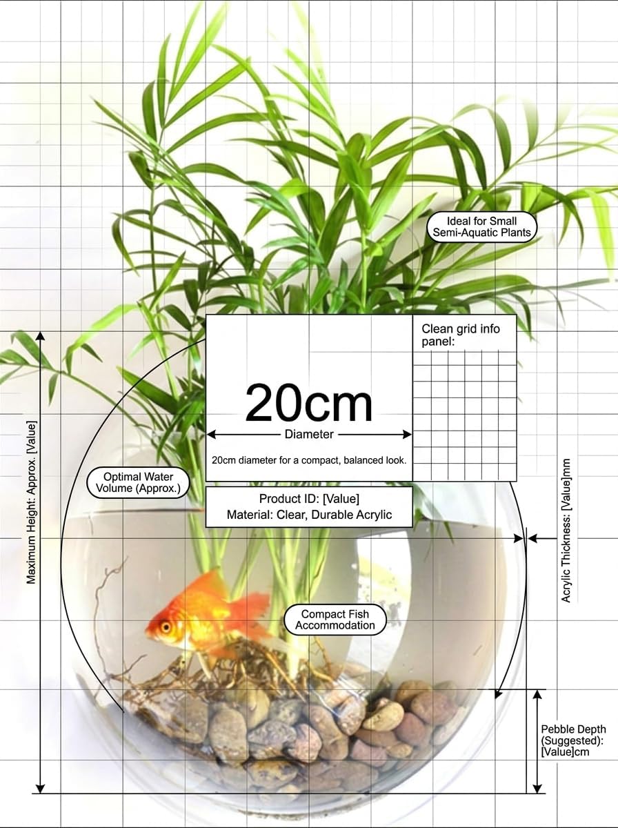 Wall-Mounted Acrylic Fish Bowl, Clear Hanging Aquatic Planter and Aquarium