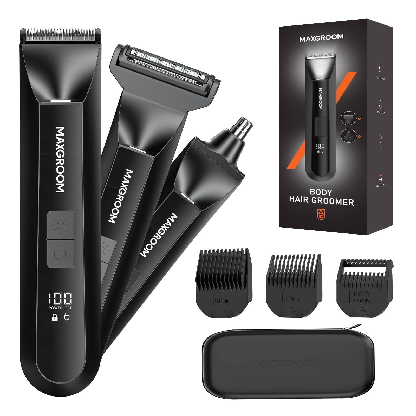 MAXGROOM 3 IN 1 Rasierer Herren Elektrisch für Intimbereich,IPX7