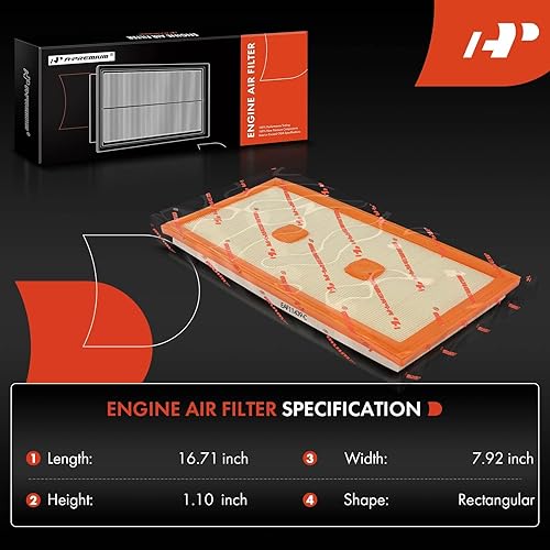 Miniatura 2 de A-Premium Filtro de aire de motor compatible con Mercedes-Benz W204 W212 C300, C350, E300, E350, E400, GLE350, GLK350, ML350, R350, 2012-2018, panel