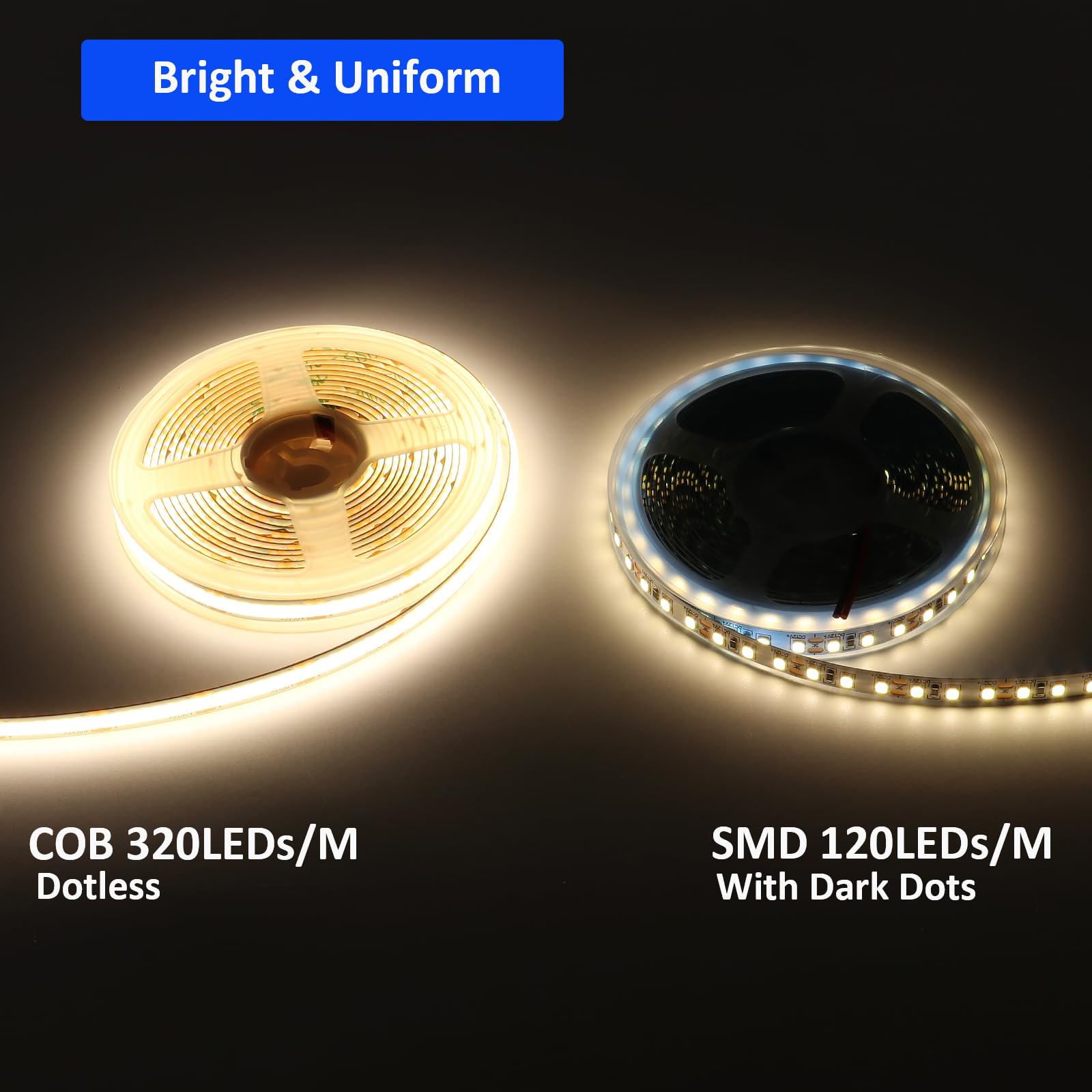 JOYLIT Motion Sensor LED Light Strip 4000K Natural White 16.4FT 15-300S Timing Off, Day or Night Lighting Modes 12V COB Dotless Tape Light for Closet, Cabinet, Stair, Mirror