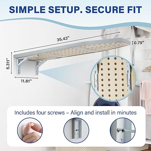 Miniatura 7 de Tabla de planchar para montar en la pared, tabla de planchar plegable, montaje en pared con funda extraíble, plegable, compacta, plegable, para