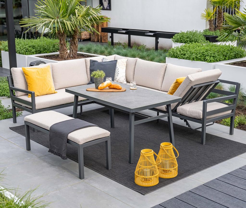 PEGASO Garden Impressions Corsica Lounge Dining Set - 4-TLG. | Aluminium Gartenmöbel wetterfest